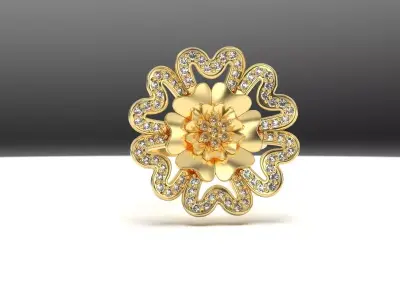 art deco heart flower diamond 3D print model