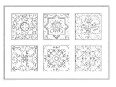 Laser Cut Ornamental Panels Vol1 - Decorative 3D Engraving Tiles 3D model