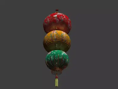 Chinese  red  lantern   Low-poly 3D model