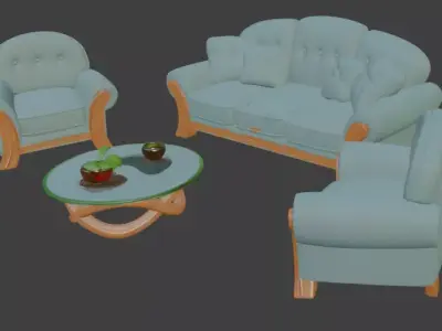 Cartoon sofa Set 3D model purchase
