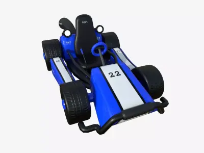 Cartoon Kart I02 Blue - Vehicle Racing Design Low-poly 3D model