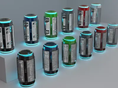 Game ready Low Poly PBR Sci-fi box - Box 1 of 5 Free low-poly 3D model