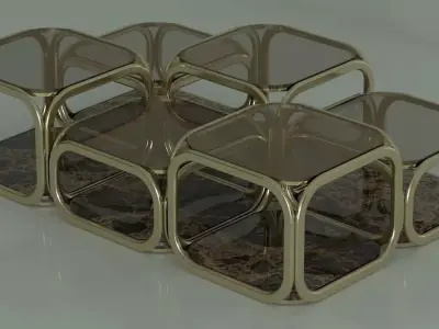 Coffe table - mirror glossy stainless 3D model