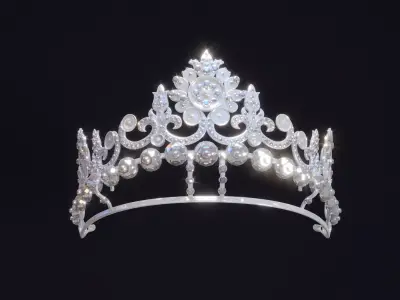 Tiara crown with diamonds 3D model