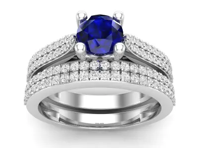 AV 693 Diamond Bridal Engagement Ring With Matching Band 3D print model