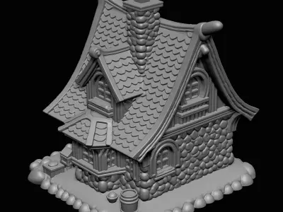 Stylized Fantasy Cottage 3D Model Game Ready 3D print model