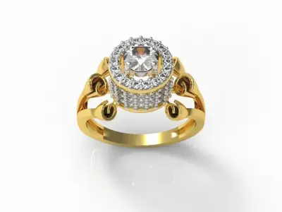 098 - Rose Diamond Ring - Flower Ladies Ring 3D print model