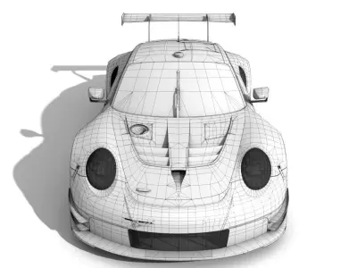 Porsche 911 RSR Low-poly 3D model