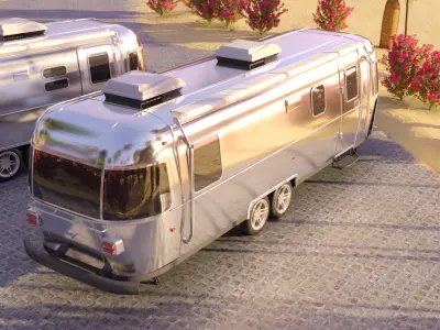 Airstream trailers pack - Realistic scene 3D model