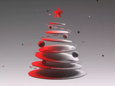 Minimal Christmas Tree Build-Up Animation C4D Scene 3D model