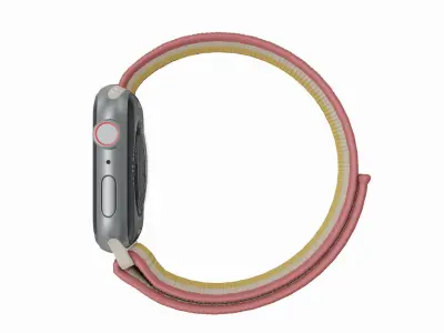 Apple Watch SE - Silver Aluminium Case with Maize Sport Loop Low-poly 3D model