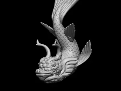 Mythical Dragon Koi Fish  3D Print Model 3D print model