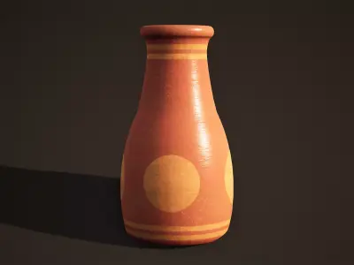 Vase Game Ready wooden bottle Low-poly 3D model