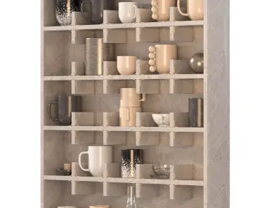 Wall Mounted Mug Shelf 02 3D model