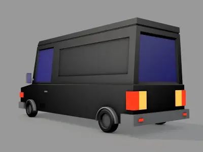 Cartoon Black Bus Car  Low-poly 3D model