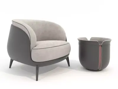 Modern Coffee Table and Armchair Set 75 3D model