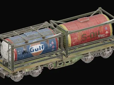 Railway Tank Low-poly 3D model