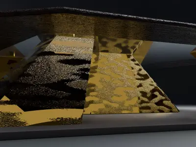 Modern Glass Table - Golden Low-poly 3D model