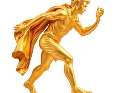 Golden Athlete Statue Model Pack Low-poly 3D model