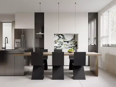 Modern living room dining room interior scenes 563 3D model