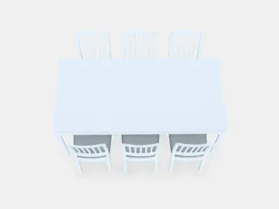 EKEDALEN - EKEDALEN Table and 6 chairs 1 Low-poly 3D model