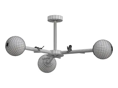 finch ceiling light with three balls hanging from it 3D model