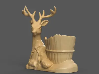 deer  planter - vase - urn - candy dish - candle holder  3D print model