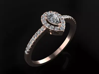 Engagement Ring with Pear Stone 3D print model