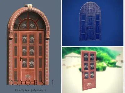 Doors 1 set of for sims Low-poly 3D model