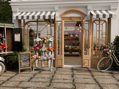 Flower Shop Blender Scene 3D model