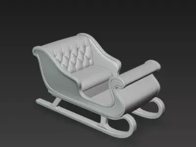 Luxury Christmas Sleigh - Quilted Leather Seat - PBR Low-poly 3D model