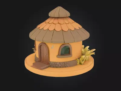 Cozy Hut  Handcrafted Rustic Shelter 3D Model 3D model