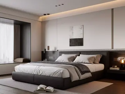 Modern Minimalist Luxury Bedroom 3D Model 3D model