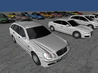 Car collection two cars in environment Low-poly 3D model