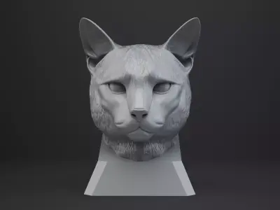 Cat Bust - Animal Figurine 3D print model