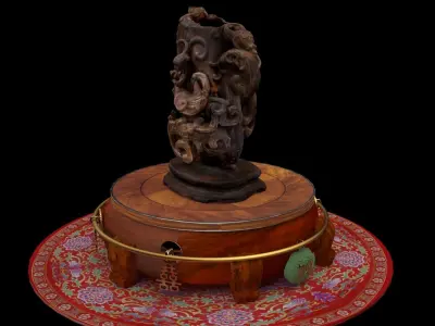 Chinese wood root carving vessel   3D model