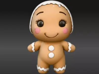  Gingerbread Kawaii Christmas Figurine 3D Model Print Ready 3D print model