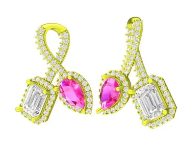 7306 Luxury Korean Style Diamond Earrings 3D print model