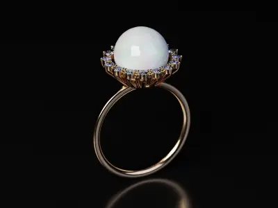 Gold Pearl Ring 3D model