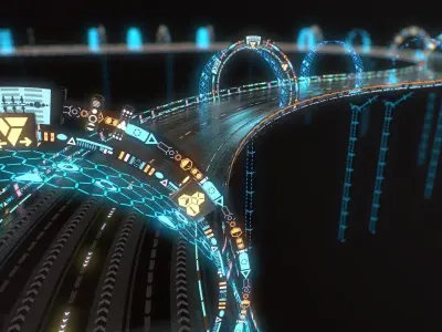 Sci-fi Road Low-poly 3D model