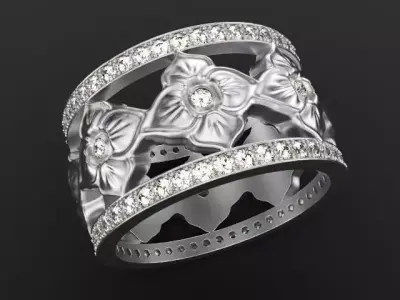 Baroque Ornaments Ring Accent Stones 3D print model