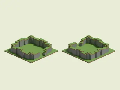 Ruined Walls 3D model