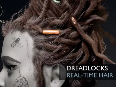 Dreadlocks Realtime Hairstyle - Game Hair Low-poly 3D model