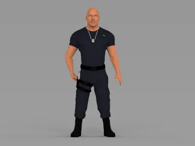 Dwayne Johnson Fast and Furious ready for full color 3D printing 3D print model