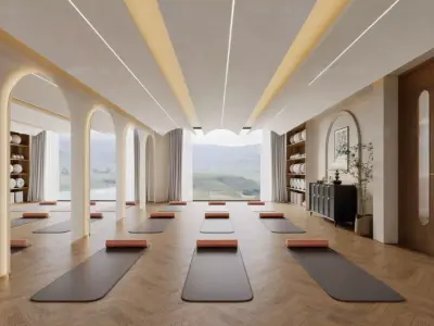 Modern Minimalist Yoga Studio 3D model