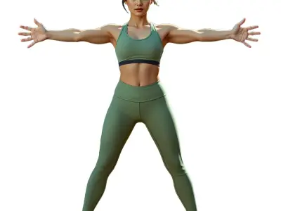 Green Athletic Figure model pack Low-poly 3D model