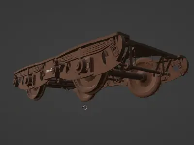 Train bogie low-poly 3D model Low-poly 3D model