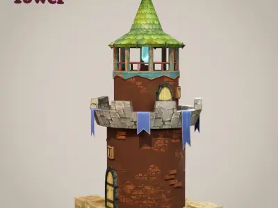 Low-poly Fantasy Towers Low-poly 3D model