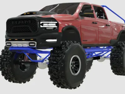 Dodge Ram Monster Truck Low-poly 3D model