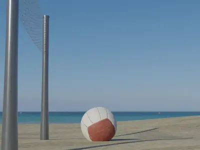 Volleyball Coastal Scene Free low-poly 3D model